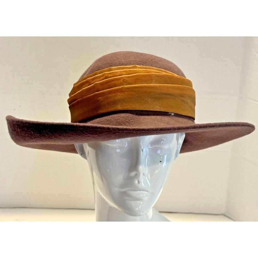 Toucan New York London Brown wool felt dress hat upturned asymmetrical brim USA
